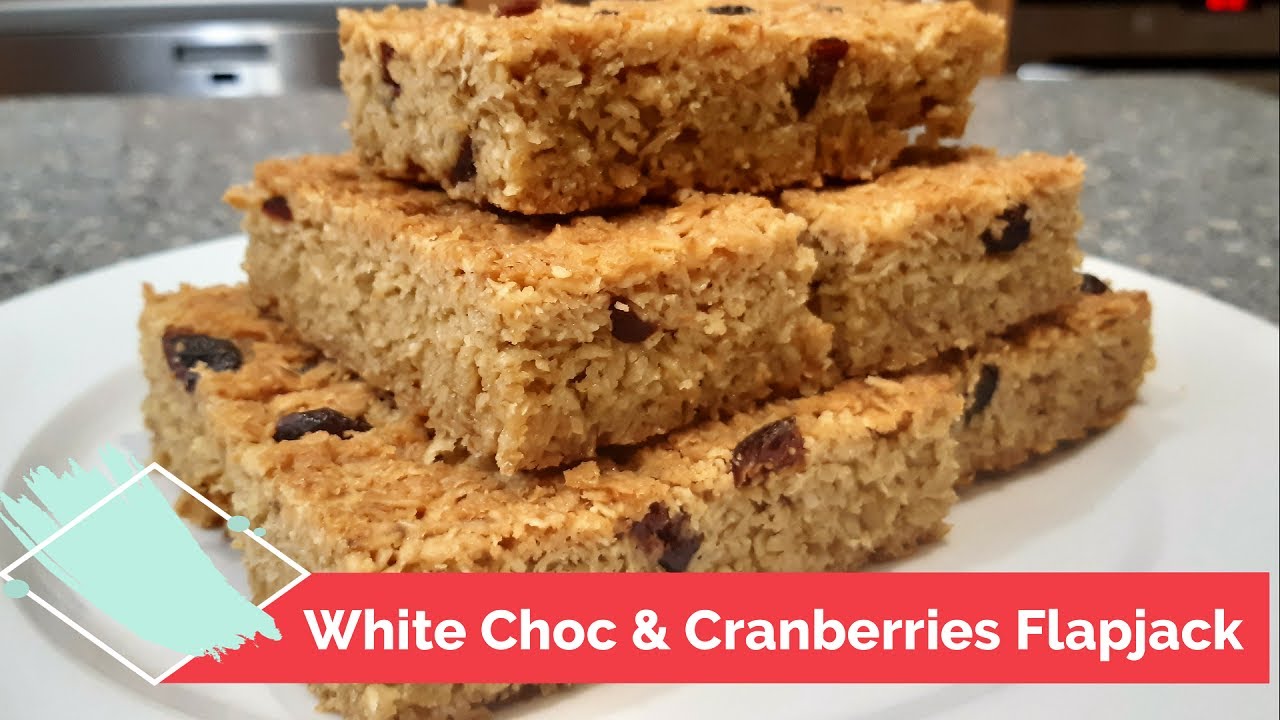 White Chocolate & Cranberries Flapjacks How to Recipe Demo at Home