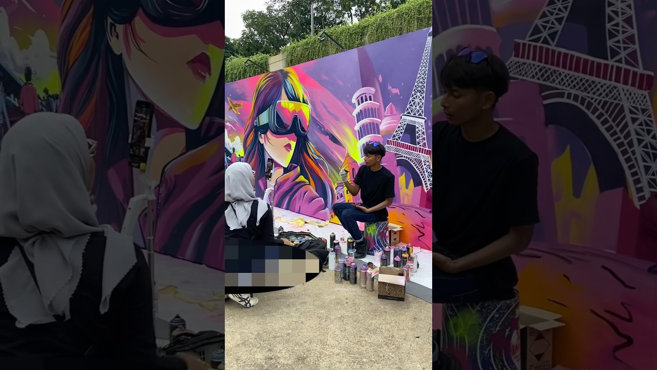 Pengalaman pertama Live Mural dilihat banyak orang #mural #graffiti #livemural