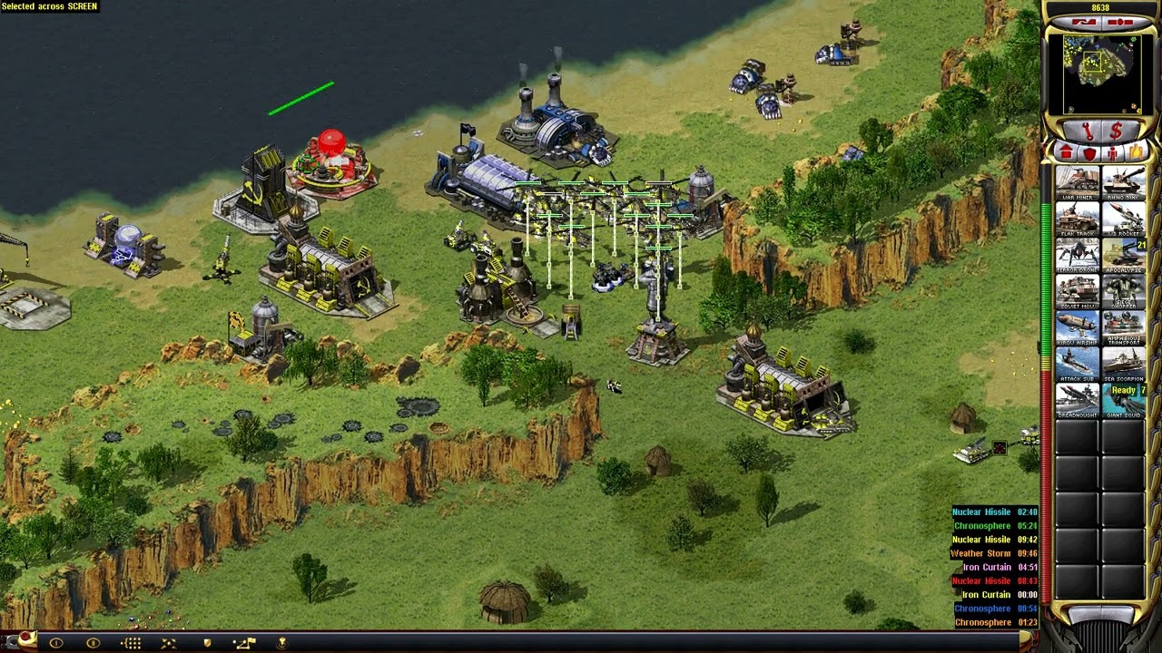 Red Alert 2 Yuri's Revenge: Fighting all teams in 2V2V2V2 with noob ally