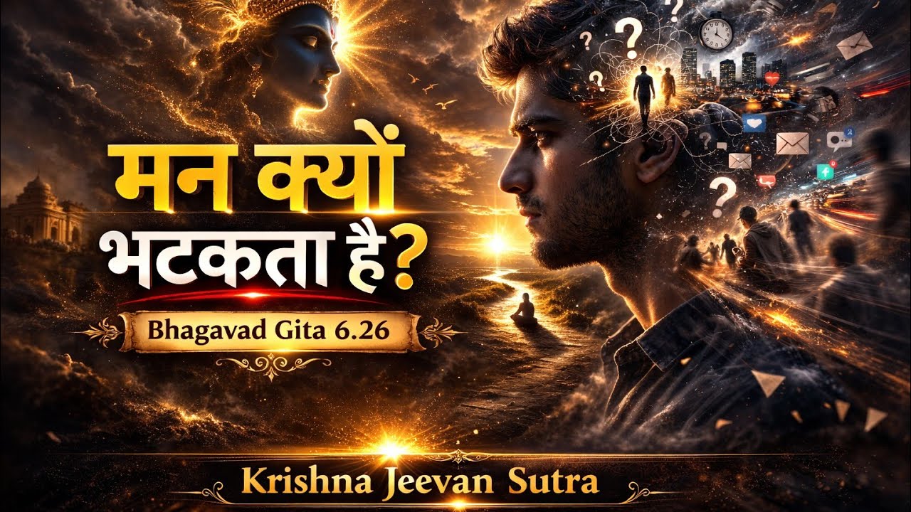 मन क्यों भटकता है? | Bhagavad Gita 6.26 | ध्यानयोग का सरल रहस्य | krishna gyaan
