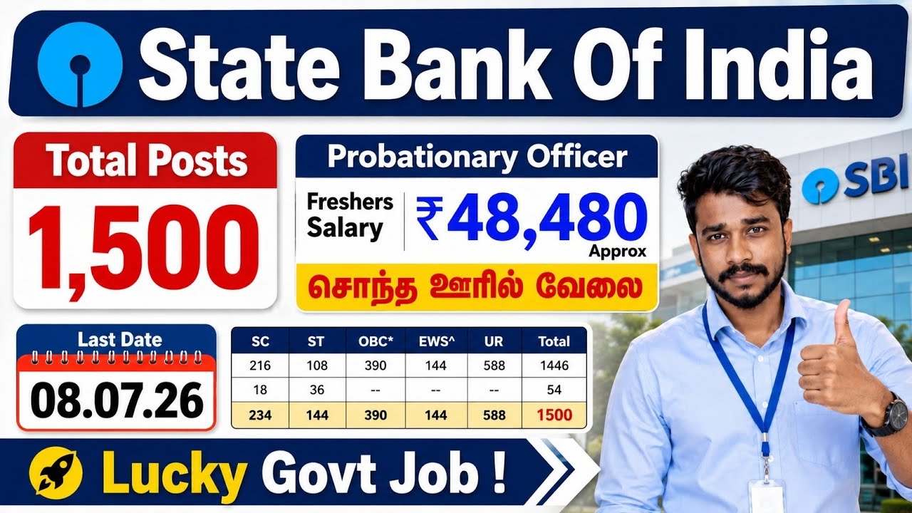 SBI PO Notification 2026 tamil | 1500 probationary officer post | sbi po 2026 notification tamil
