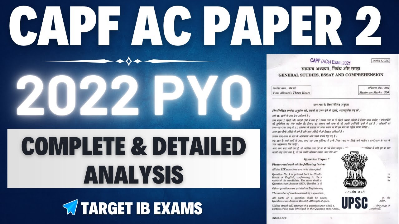CAPF AC Paper 2 2022 PYQ Analysis | CAPF AC Paper 2 Previous Year Questions |
