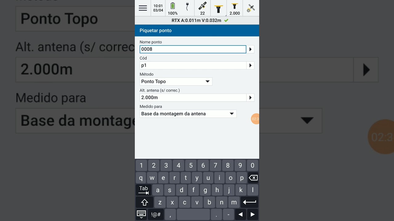 12- Locação de Pontos com TXT - TRIMBLE DA2 GEO