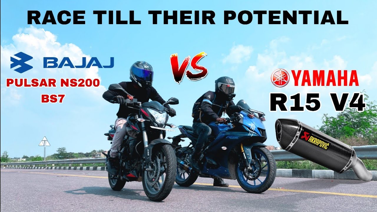YAMAHA R15 V4 BS6 VS BAJAJ PULSAR NS 200 BS7 E20 [ RACE TILL THEIR POTENTIAL ]