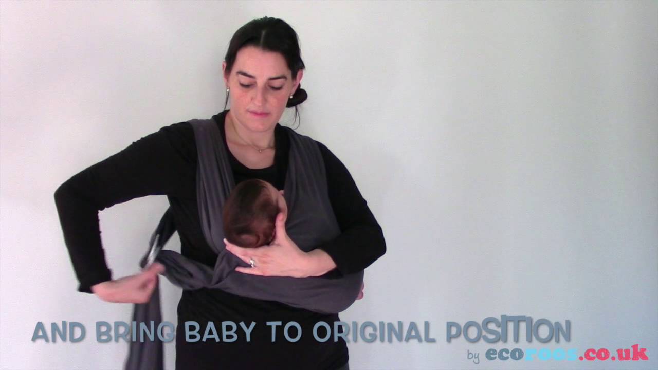 Breastfeeding in Sling: Close Caboo in cradle position with newborn