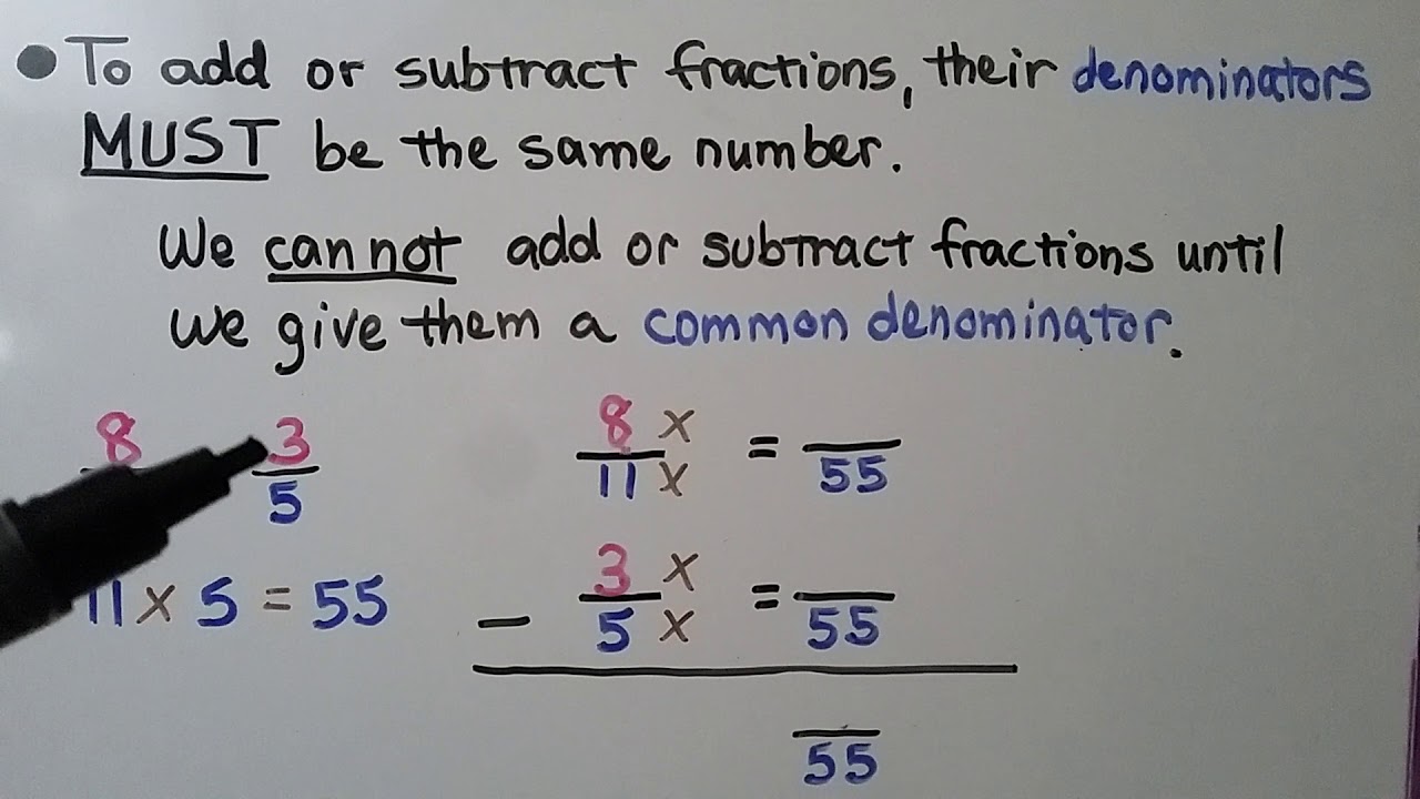 5th Grade Math 6.5, Add & Subtract Fractions with Unlike Denominators