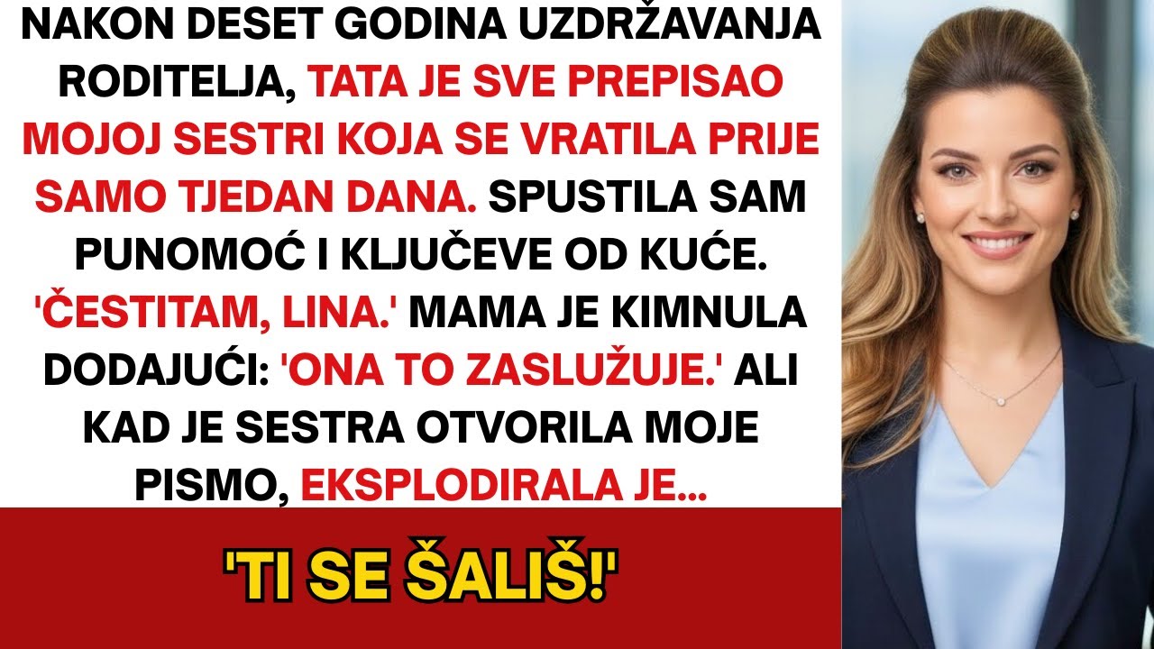 Roditelji izabrali sestru, ne mene—dok pismo koje sam ostavila nije natjeralo na krik “Šališ se!”...