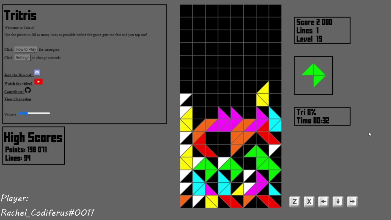 Tritris NoRo (Lv19 Start) - 4000 Score Former World Record (2 Lines)