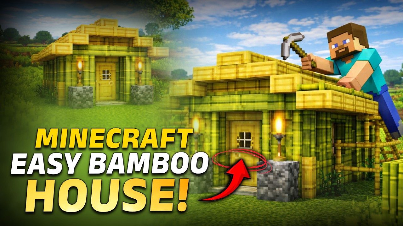 Minecraft Easy Bamboo House Tutorial | Survival Starter House 1.21 | Step by Step Build Guide
