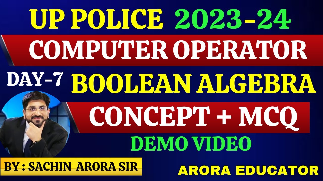 UP Police Computer Operator Notification 2023 | UP Police Computer Operator | Boolean Algebra | Day7