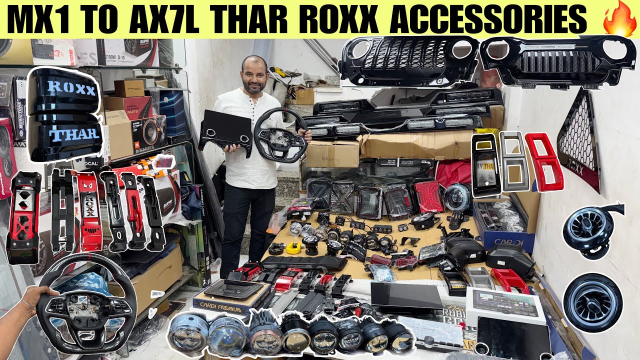 THAR ROXX MX1 TO AX7L ACCESSORIES WITH PRICE 🔥 THAR ROXX 2025 MODIFICATION 😱 STEERING , DRL , ALLOYS
