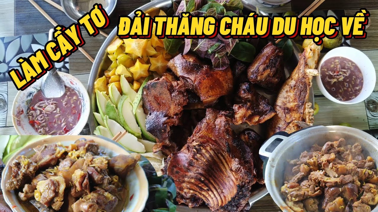 Làm Cầy Tơ Xào Lăn Và Sườn Cầy Da Đầu Heo Náy Ướp Gia Vị Nướng - Tiếp Đải Thằng Cháu #Trung Tình TV