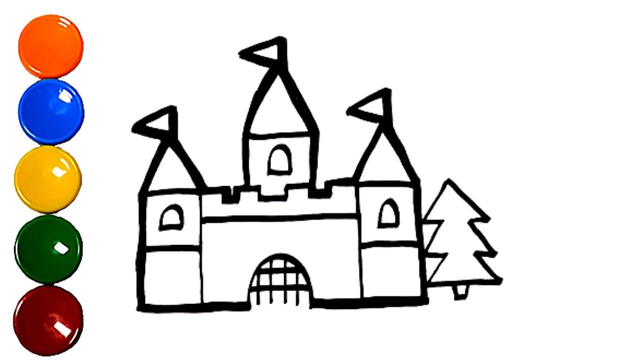 Toy Lego Castle drawing and coloring for Kids and Toddlers | Learn Colors and English