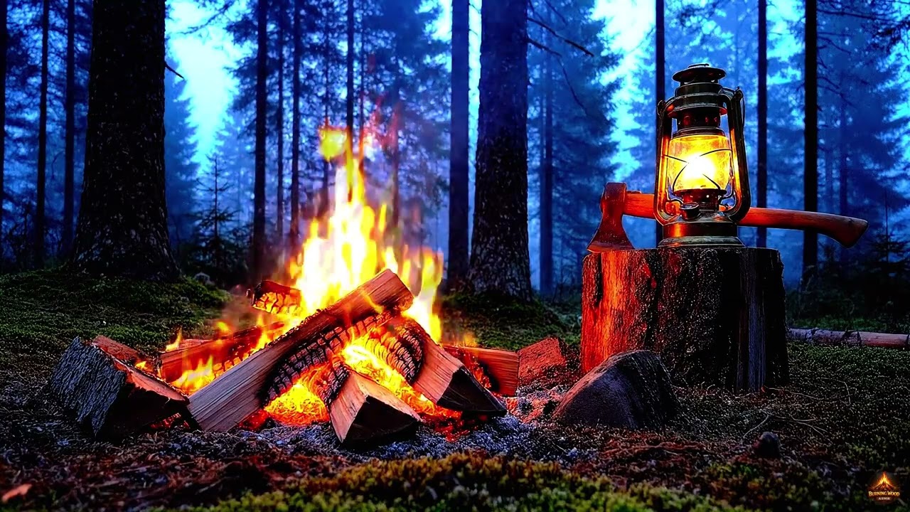 Night Campfire in the Deep Forest 🔥 100% Real & Authentic Sounds