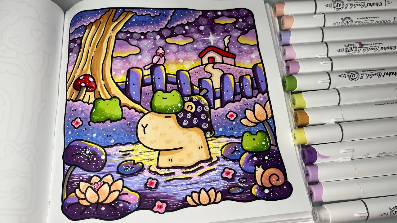 Cozy Corner by Coco Wyo | Color With Me | Ohuhu Alcohol Markers #cocowyo #cozycorner #relaxingasmr 