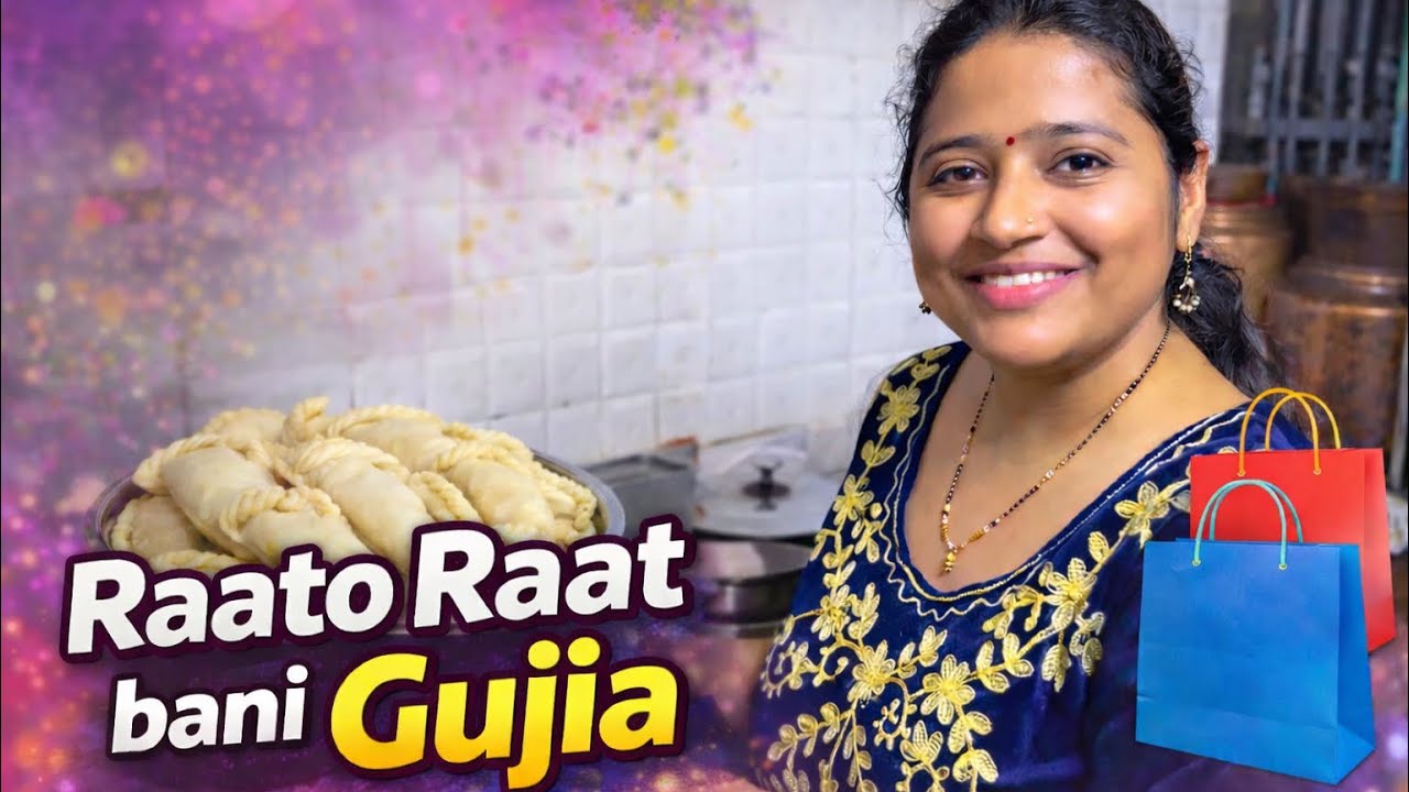 Ghar aae mehmaan 😍 Akhir q raat m bnaai gujia🎨 #holi #gujiya 