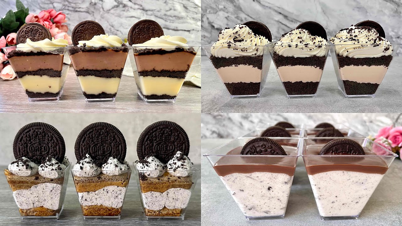 4 простых рецепта десерта Oreo без выпечки в стаканчиках. Легко и Вкусно!