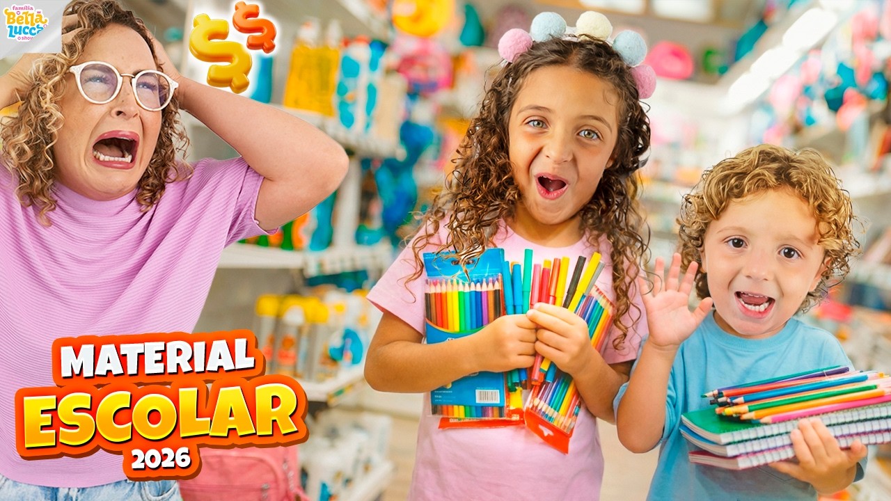 DIA DE COMPRAR MATERIAL ESCOLAR COM BELLA E LUCCA! 🖍️📚 - FAMÍLIA BELLA E LUCCA SHOW