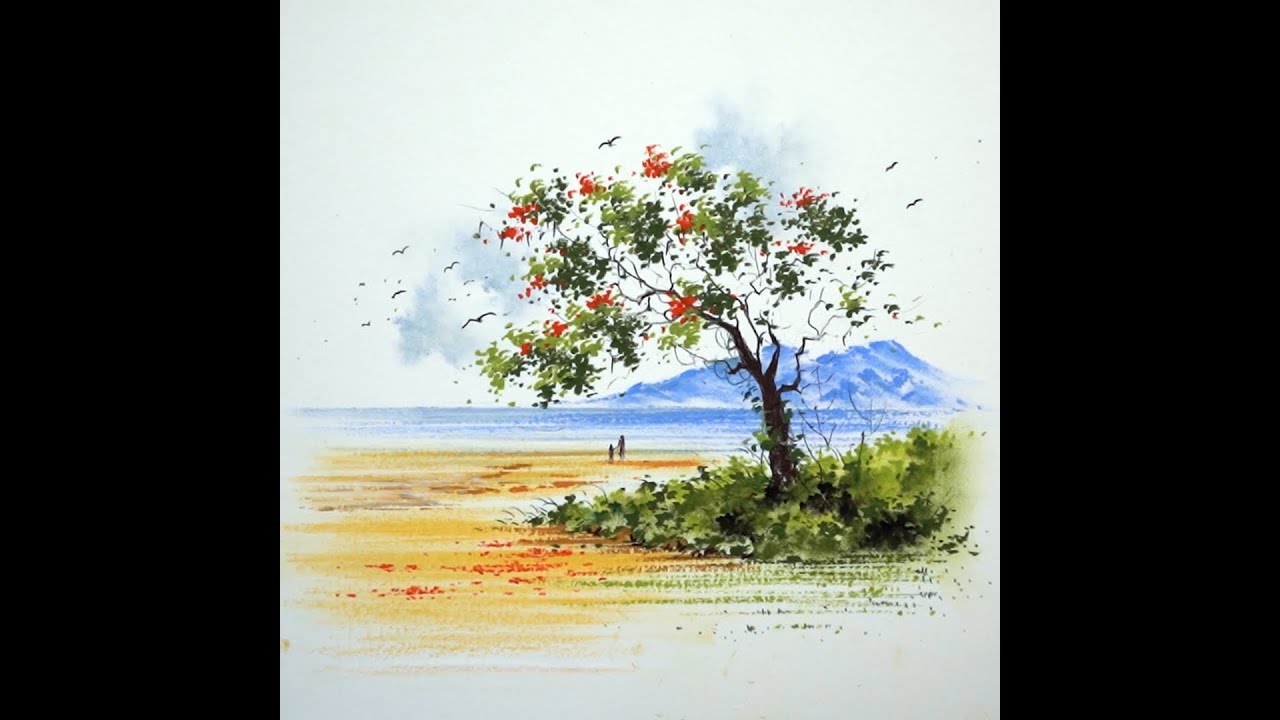 Draw a beautiful seascape using oil pastels - for beginner