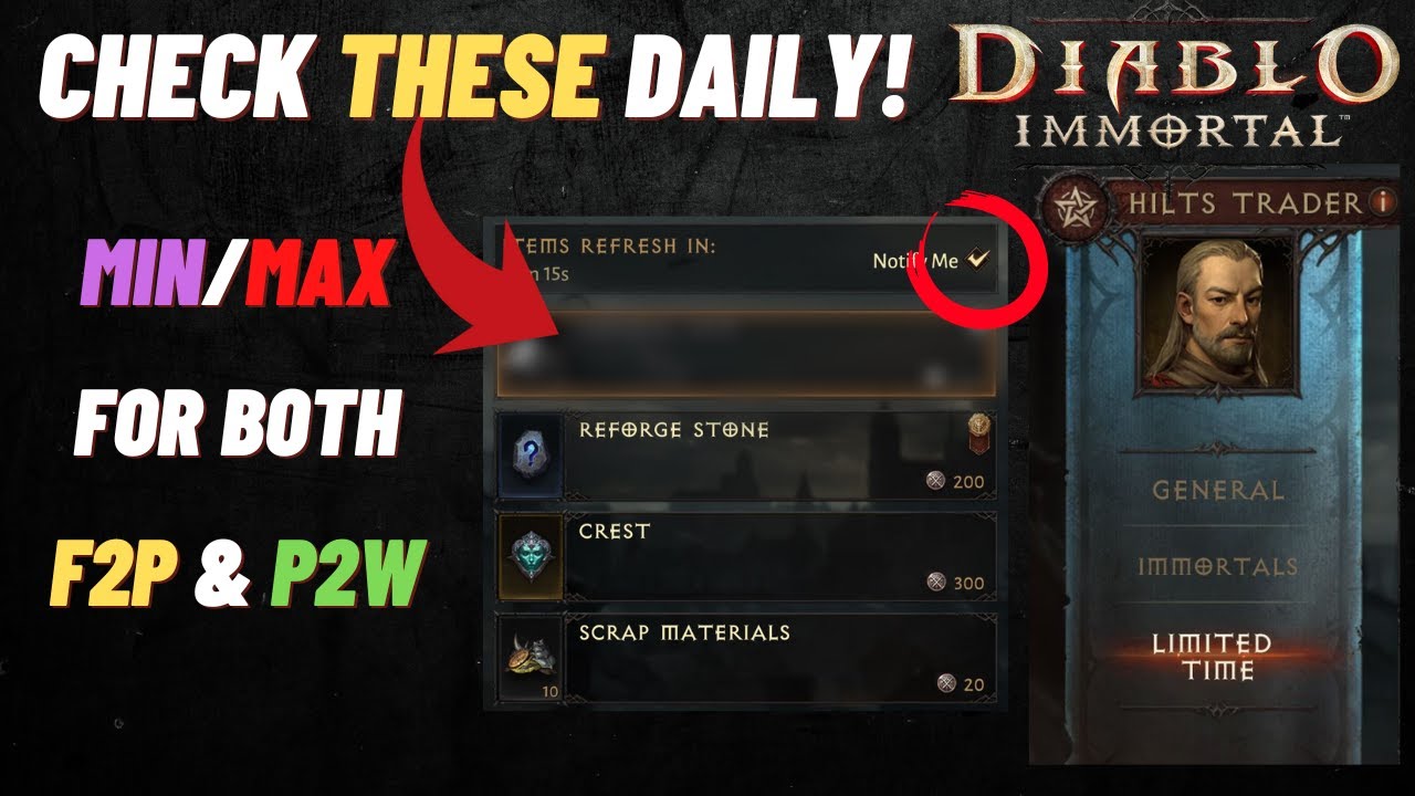 CHECKING HILT VENDOR DAILY in DIABLO IMMORTAL? IF NOT, YOU'RE DOING IT WRONG! Hilt Vendor F2P Guide