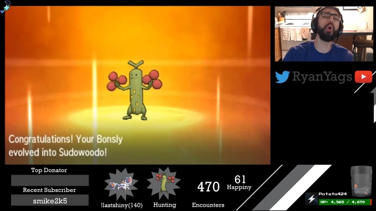 Shiny Bonsly via SOS evolves into Sudowoodo in Pokemon Sun and Moon