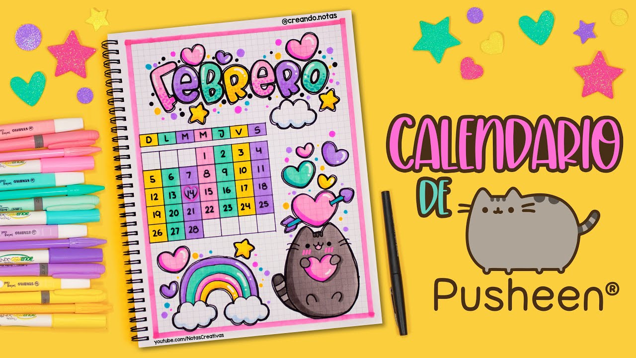 Cómo hacer tu CALENDARIO de FEBRERO de PUSHEEN #bulletjournal - BULLET JOURNAL IDEAS