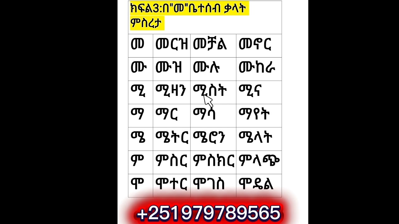 የ አማርኛ ቃላት ምስረታ በ መ ቤተሰቦች
