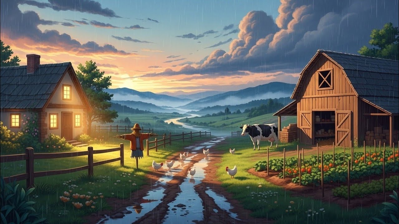 Rain Sounds & Peaceful Family Life Cozy Slow Living in a Countryside Home  Ghibli-Style ASMR Silent 
