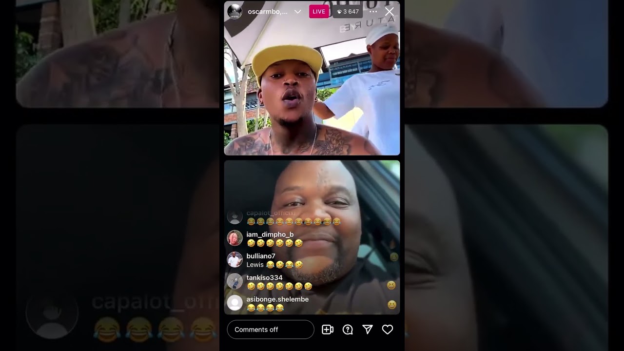 Oscar Mbo's live video with Kelvin Momo and Leehleza.