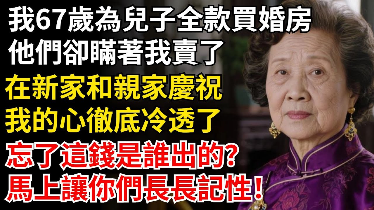 我67歲為兒子全款買婚房，他們卻瞞著我賣了，在新家和親家慶祝；我的心徹底冷透了，忘了這錢是誰出的？馬上讓你們長長記性！#晚年生活#中老年生活#為人處世#生活經驗#情感故事#幸福人生#上了年紀該明白的事