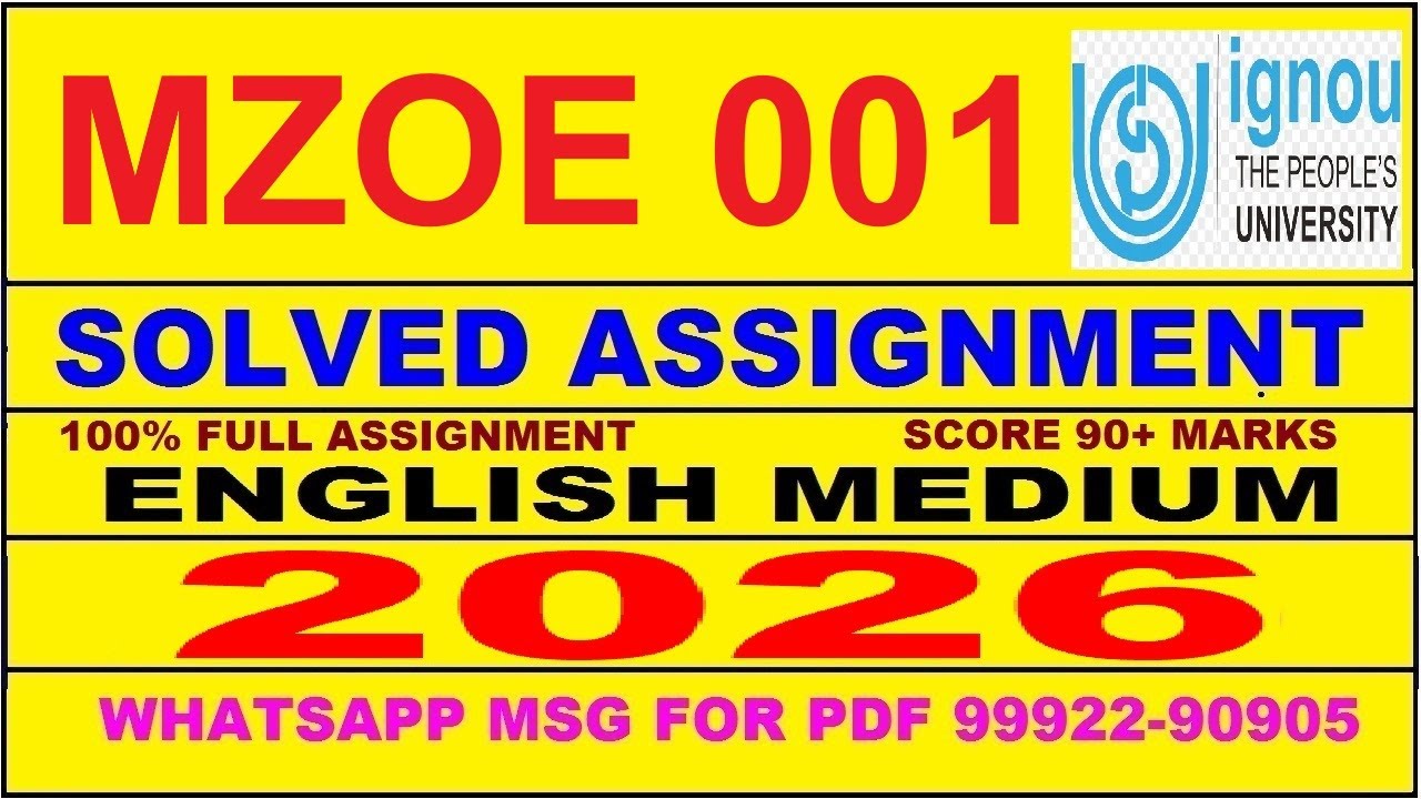 MZOE 001 solved assignment 2026 in English || mzoe 001 solved assignment 2026 || ignou mzoe001 2026