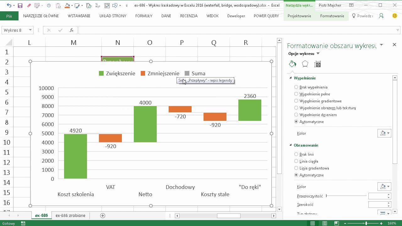 excel-686 - Wykres kaskadowy w Excelu 2016 (waterfall, bridge, wodospadowy) - 3 przykłady