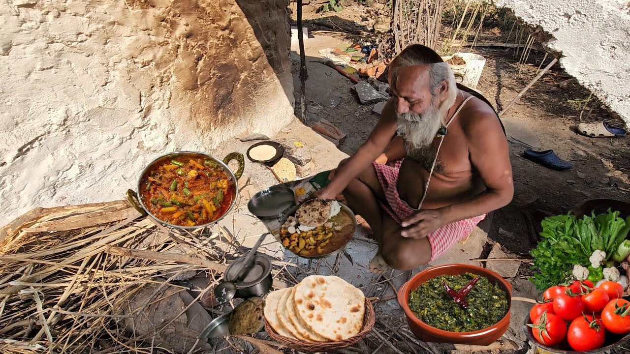 Chitrakoot सिद्ध संत की कुटिया में जंगली सात्विक टिक्कड़ प्रसादी 