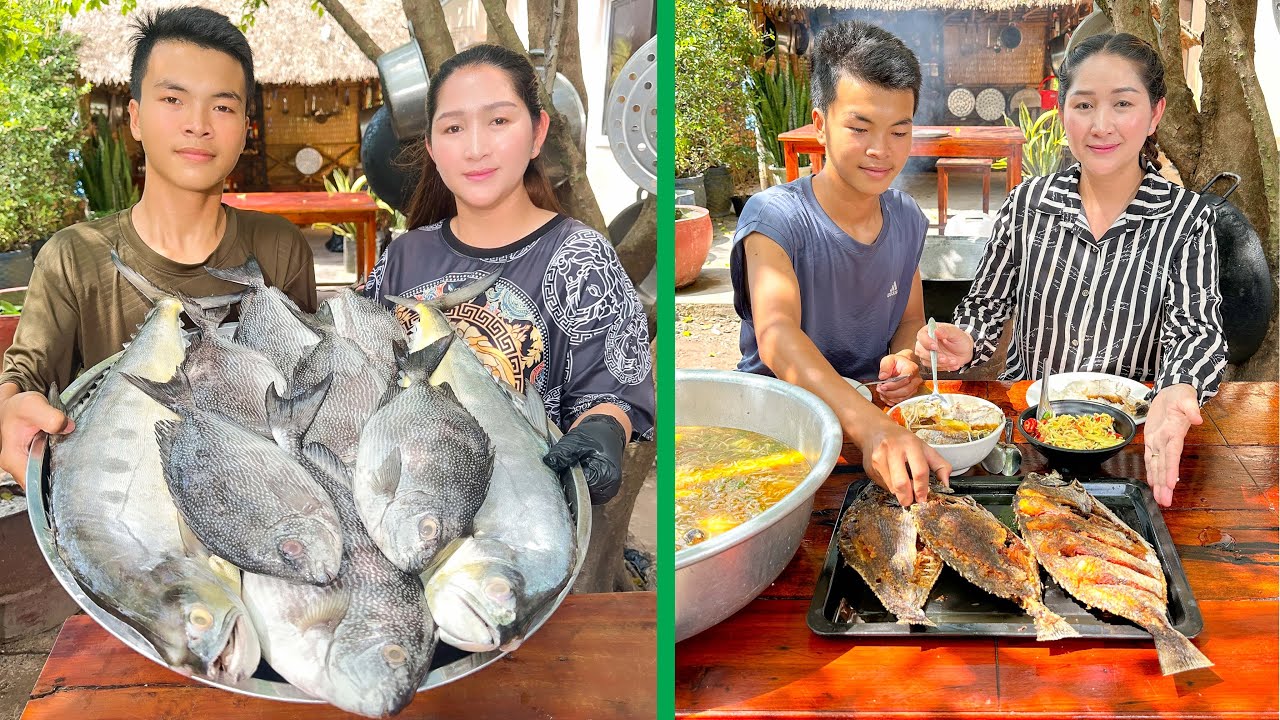 Yummy Cooking 10kg of ocean fish - Village food - Cooking skill - Sros yummy cooking vlogs