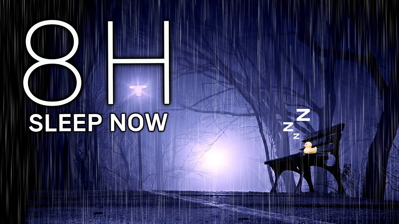 8H SLEEP NOW / Midnight Bench Rain: Deep Sleep & Insomnia Relief (Black Screen)