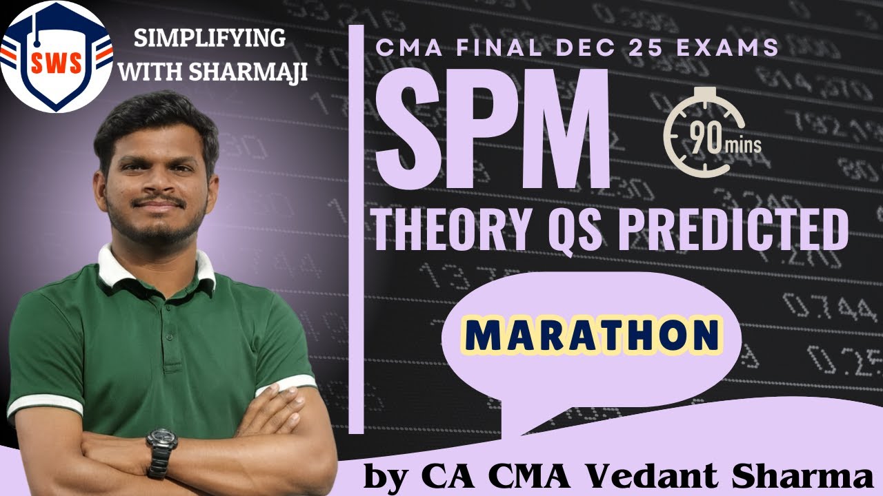 CMA Final SPM Marathon MUST WATCH - 30 Marks in 90 Mins - LDR Questions + Exam Oriented Notes