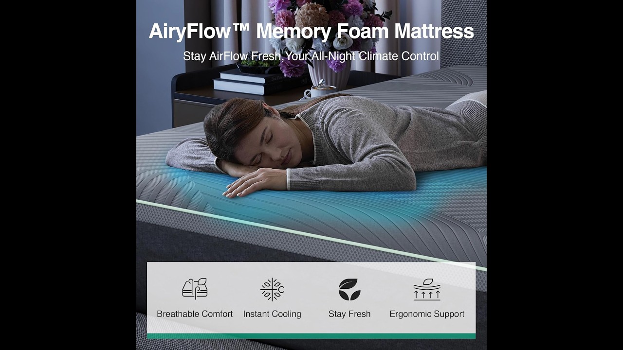 Novilla AiryFlow Queen Mattress 14 Inch, Gel Memory Foam Mattress Queen for Cool Night & Spinal Alig