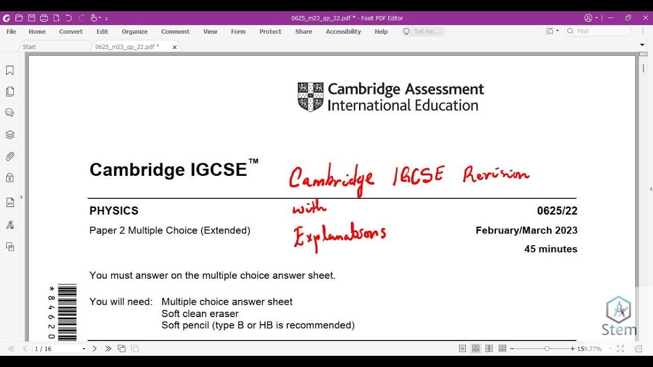 Cambridge IGCSE Physics Paper 2 F/M 2023 0625_m23_qp_22