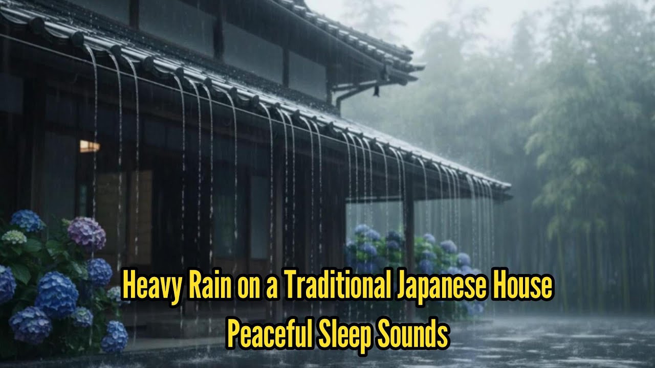 Heavy Rain on a Traditional Japanese House – Peaceful Sleep Sounds