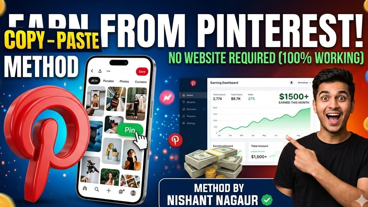 😱Best earning form today pinterest! 0 investment 🫵🏻😱 #withoutinvestment #noinvestmentjobs #earning