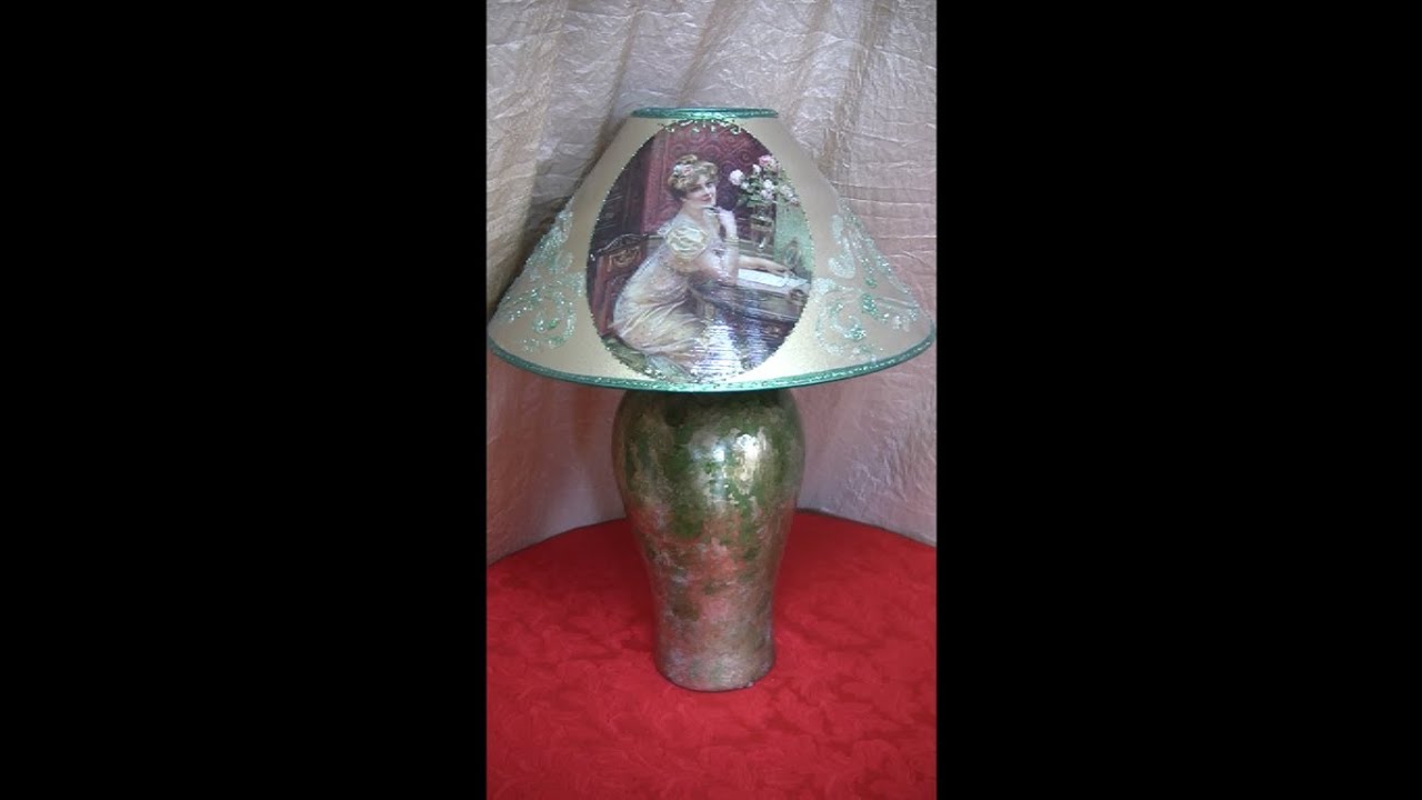 DECOUPAGE su LUME CON DAMA E STENCIL,TUTORIAL SEMPLICE e DETTAGLIATO
