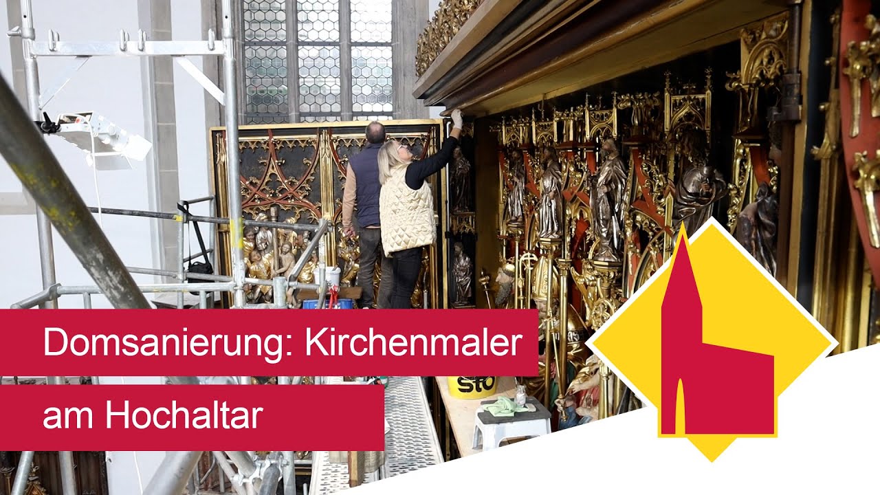 Frische Farbe für mittelalterliche Figuren: Kirchenmaler saniert im Eichstätter Dom