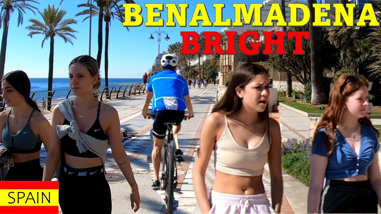 Benalmadena March 2022 Beach Promenade Walk Spain Malaga Costa del Sol