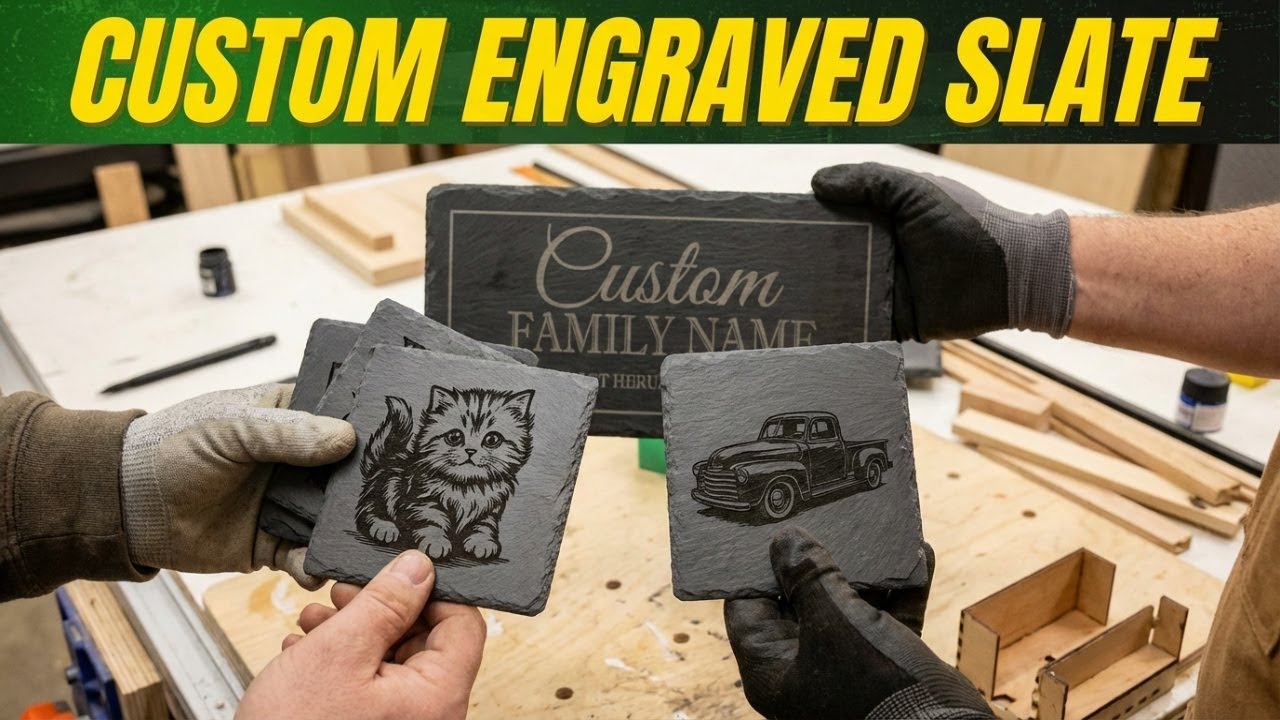 custom laser engraved slates and coasters