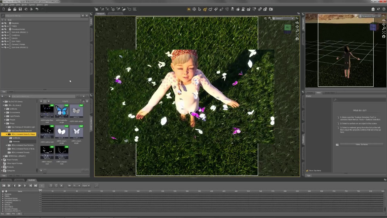 Animated Butterflies & Wisps for Daz Studio Iray (TUTORIAL)