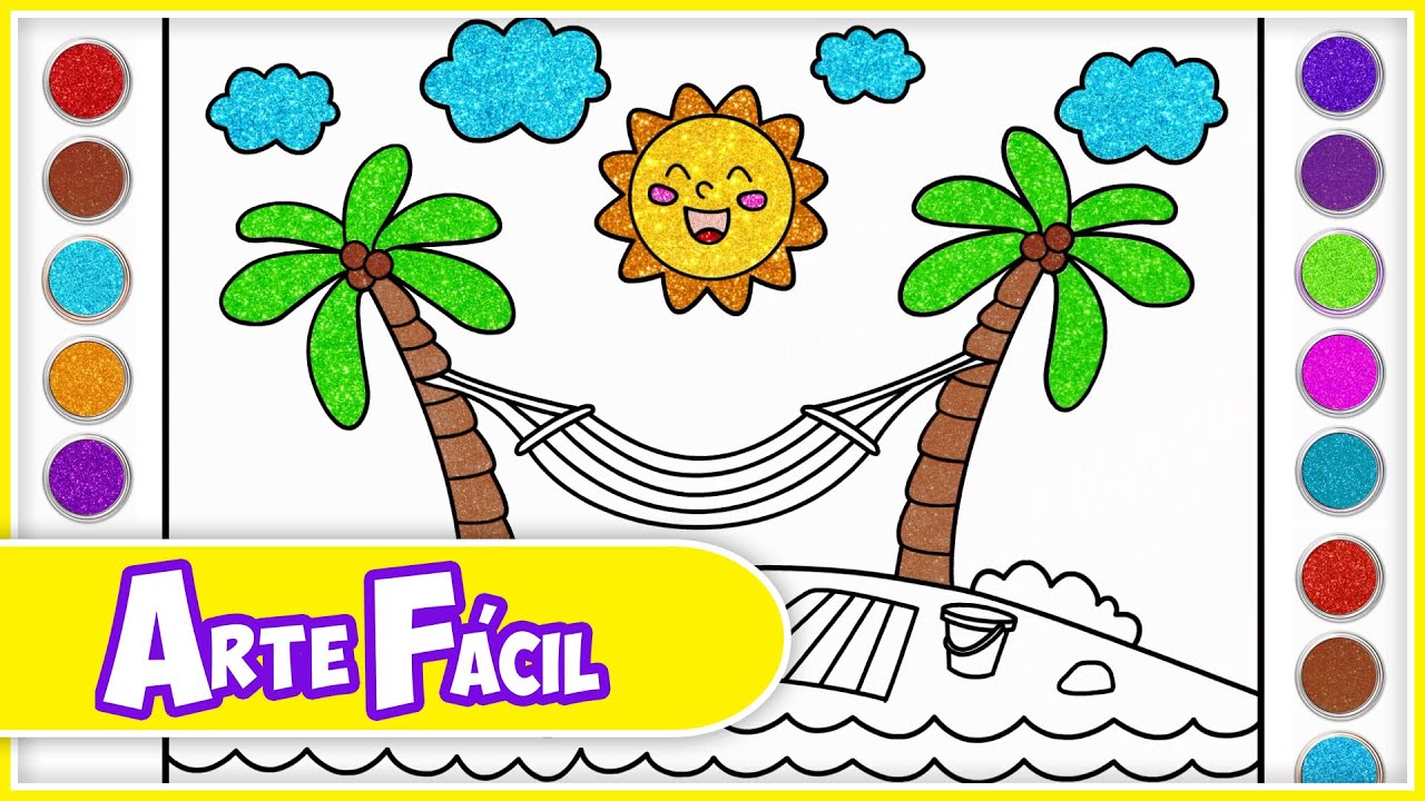 🖍 🌟 Como desenhar PÔR DO SOL NA PRAIA! 🏖  | Fácil Como Desenhar Fácil - Arte Fácil