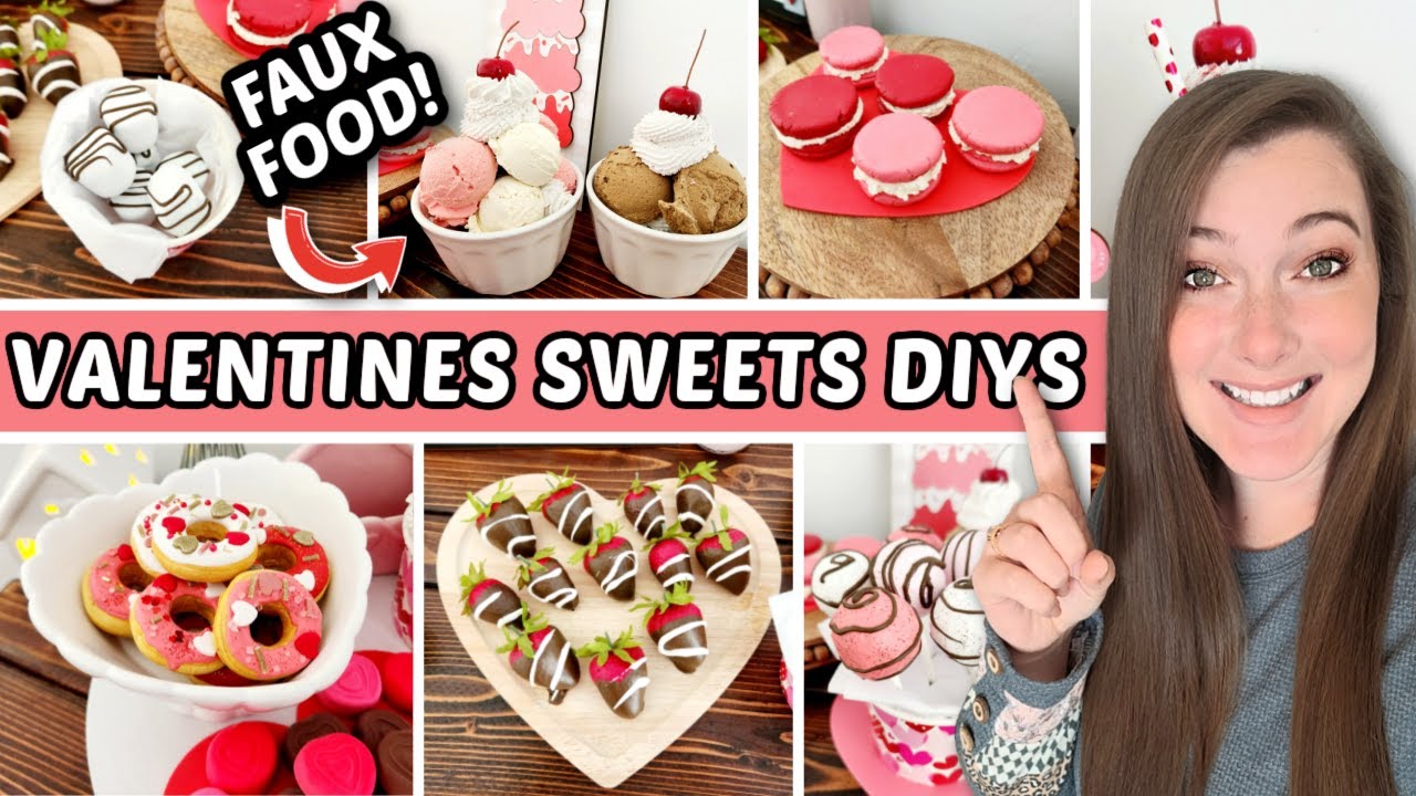 ❤ Valentines Day Fake SWEETS DIYS For 2023!! How to make fake food for decor!❤