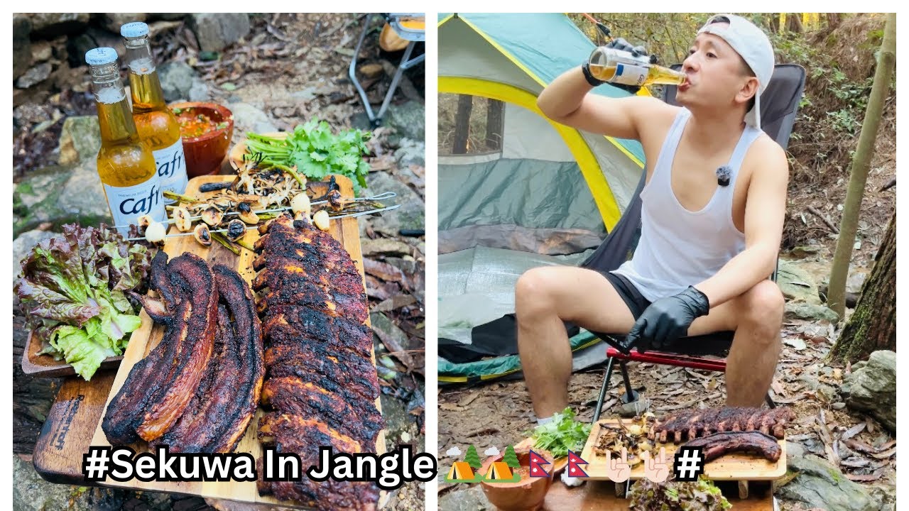 #Smokey Pork Sekuwa Cooking At Forest Nepali Recipe So Delicious 🤤🤤🤤🏕️🏕️🏕️🇳🇵🇳🇵🇳🇵#nature #cooking 
