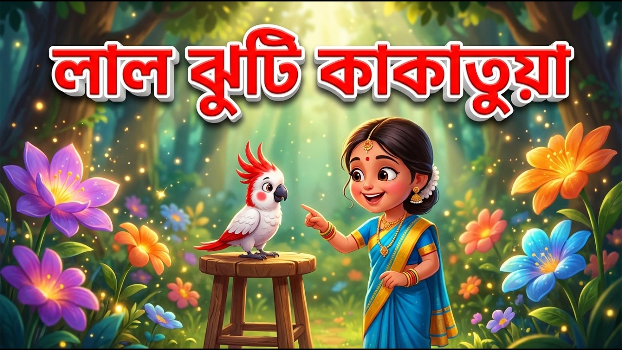 লাল ঝুঁটি কাকাতুয়া | Lal Jhuti Kakatua | Bengali Nursery Rhymes    #KidsFun #BanglaRhymes