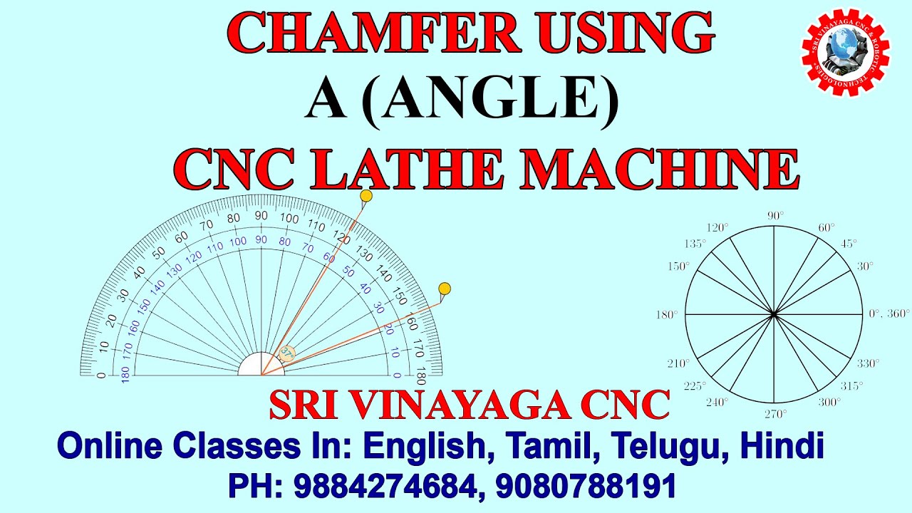 Chamfer program using A (Angle) in CNC Lathe machine- Taper Angle Calculation